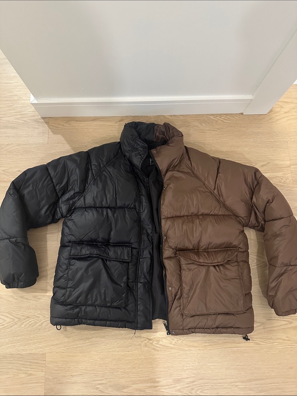 Forever 21 Two-Tone Black & Brown Puffer Jacket